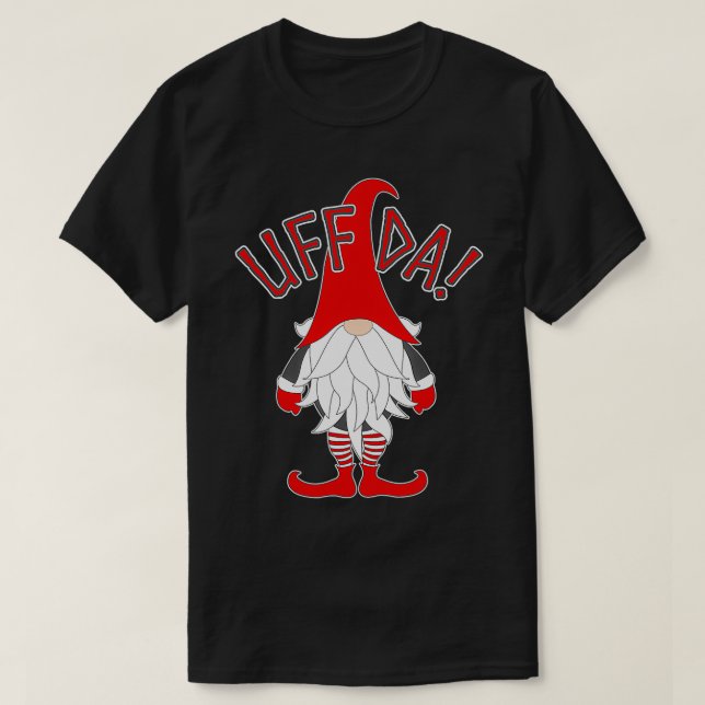 UffDa Nordic Gnome Scandinavian Tomte Artic Nisse T Shirt (Design framsida)