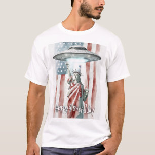 UFO 4:e juli Frihetsgudinnan Funny Art T Shirt