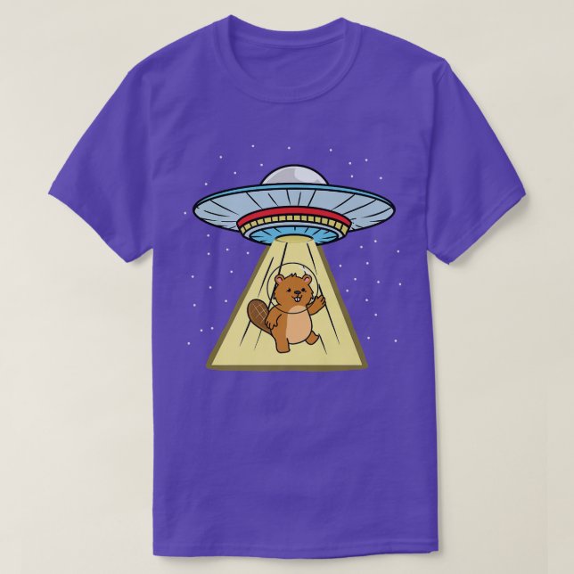 Ufo Abduction Beaver Astronaut T Shirt (Design framsida)