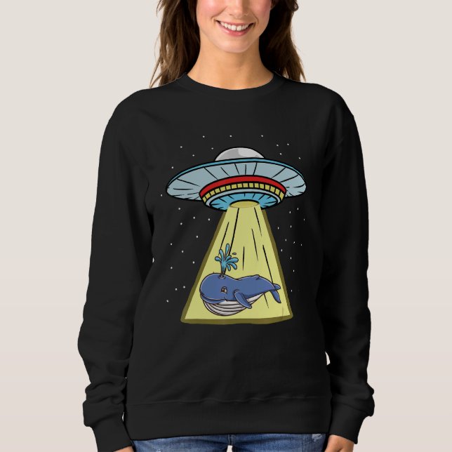 Ufo Abduction Blue Whale T Shirt (Framsida)