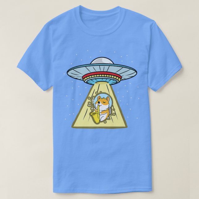 Ufo Abduction Corgi Astronaut Saophone T Shirt (Design framsida)
