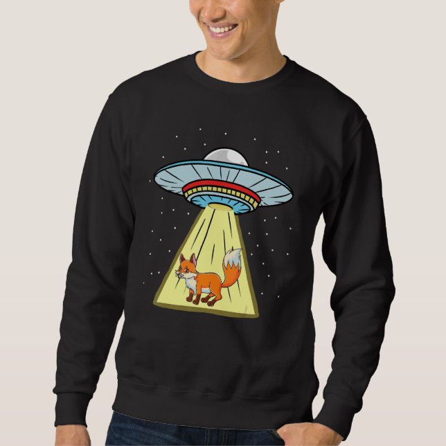 Ufo Abduction Fox Forest Animal Lång Ärmad Tröja (Framsida)