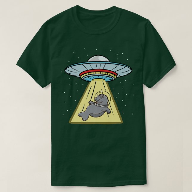 Ufo Abduction Manatee Astronaut T Shirt (Design framsida)