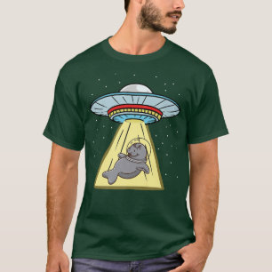 Ufo Abduction Manatee Astronaut T Shirt