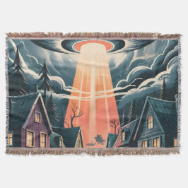 UFO Abduction Night Street Illustration Filt