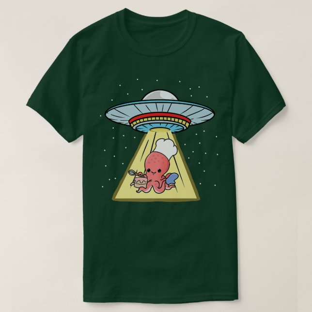Ufo Abduction Octopus Baking T Shirt (Design framsida)