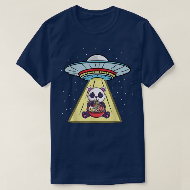 Ufo Abduction Panda Ramen Noodles T Shirt (Design framsida)
