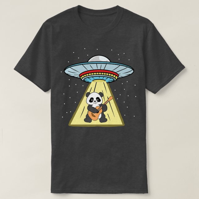 Ufo Abduction Panda Spela Guitar Premium T Shirt (Design framsida)