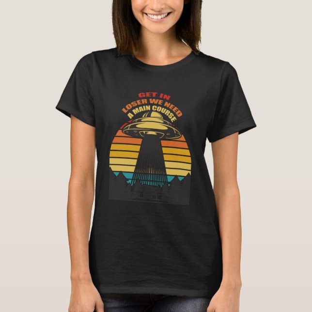 UFO Abduction Retro Alien T Shirt (Framsida)