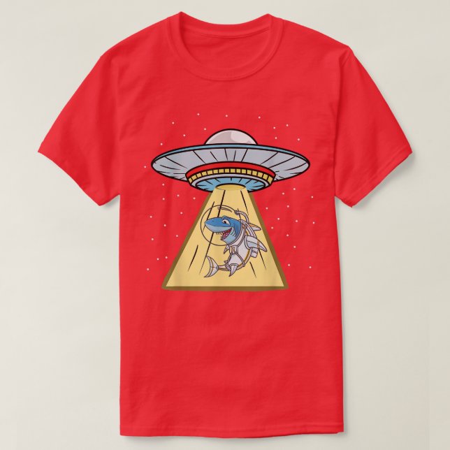 Ufo Abduction Shark Astronaut T Shirt (Design framsida)