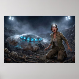 UFO Alien Arkeolog Grävplats Paranormal Poster