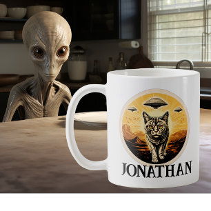 UFO Alien Cat-Personlig Kaffemugg