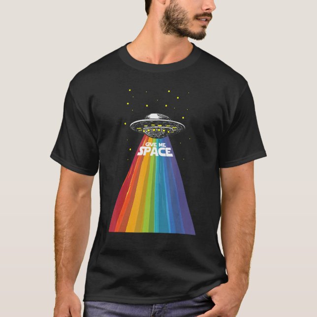 Ufo Alien Gay pride Rainbow Space Frakt Funny Lgbt T Shirt (Framsida)