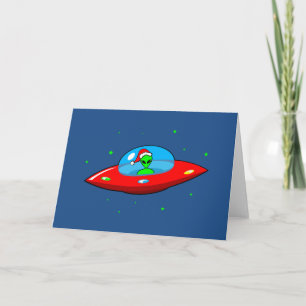 UFO Alien Jultomten Helgkort