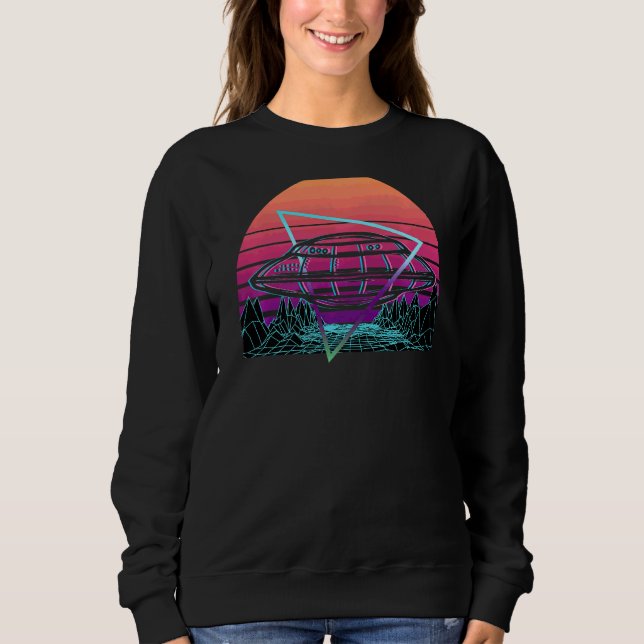 Ufo Alien Retro T Shirt (Framsida)
