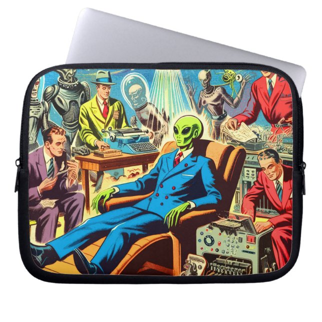 Ufo Alien Sci-fi Retro-Tecknader Laptop Fodral (Framsidan)