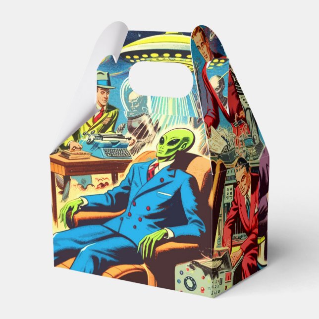 Ufo Alien Sci-fi Retro-Tecknader Presentaskar (Framsidan Sidan)