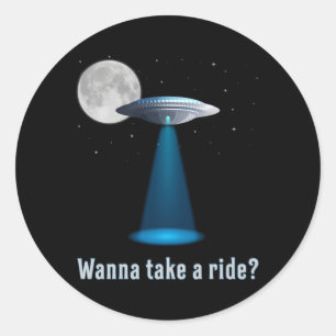 Ufo Alien Science fiction Space Sci-Fi Funny Gift Runt Klistermärke