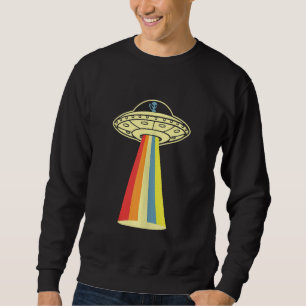 UFO Alien Slå Retro Vintage Science Gift T Lång Ärmad Tröja