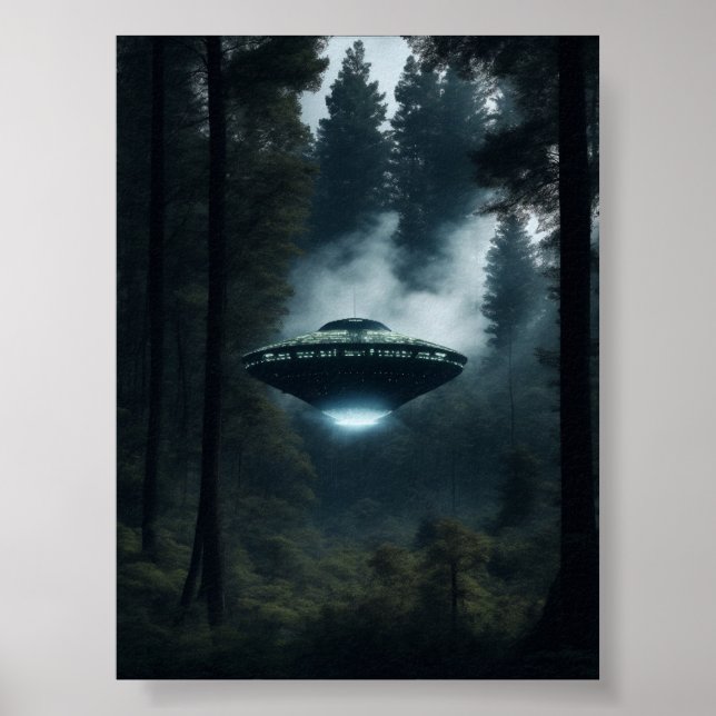 UFO Alien Space Digital Poster och Wall Art Art (Framsidan)
