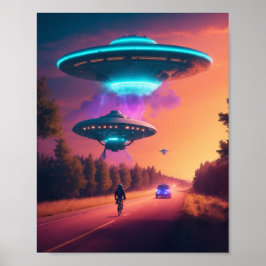 UFO Alien Space Digital Poster och Wall Art Art