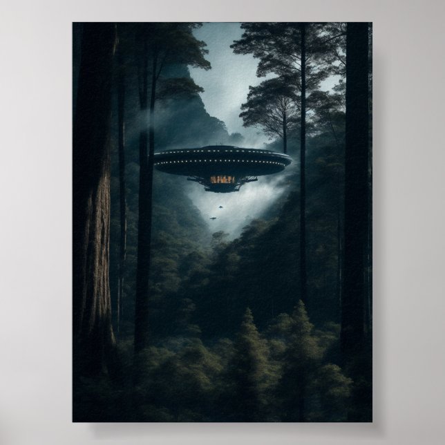 UFO Alien Space Digital Poster och Wall Art Art (Framsidan)
