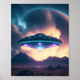 UFO Alien Space Digital Poster och Wall Art Art