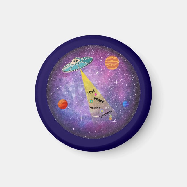 UFO Alien Space Space Space rymdskepp stjärna, fol Magnet (Framsidan)