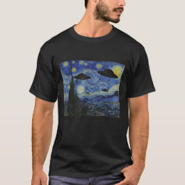 UFO Alien Starry Night Van Gogh New jersey Drones T Shirt
