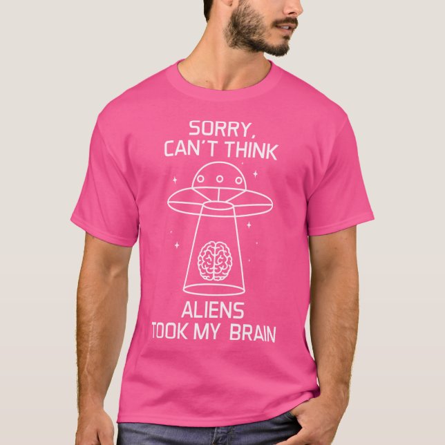 Ufo Alien Stealing Human Brain T Shirt (Framsida)