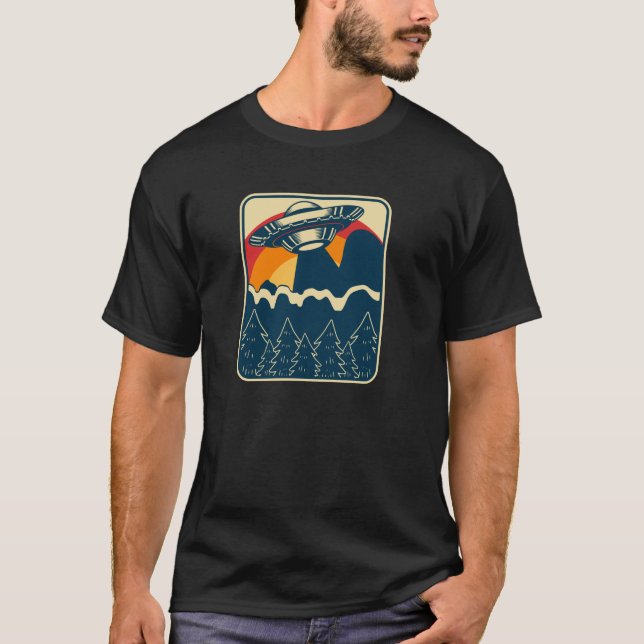 Ufo Alien Vintage Retro Pullover Hoodie T Shirt (Framsida)