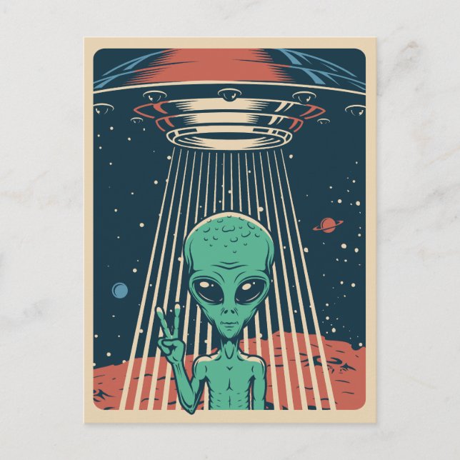 UFO Alien Vykort (Framsida)
