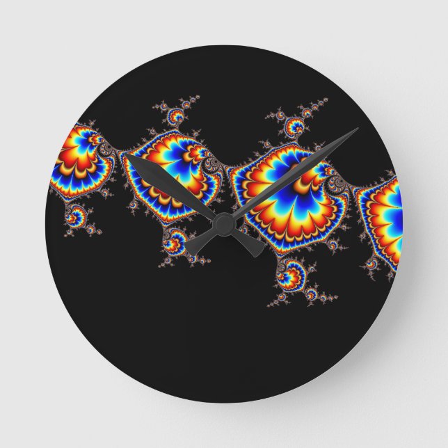 Ufo Attack - Fractal Art Rund Klocka (Framsida)