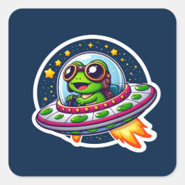 UFO Baby Frog Fyrkantigt Klistermärke