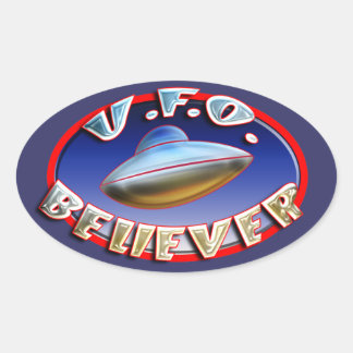 UFO Believer Sticker Ovalt Klistermärke