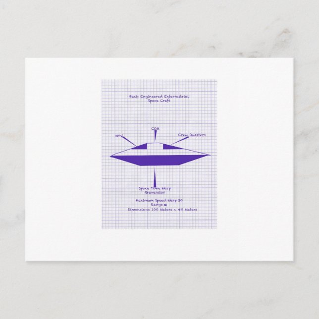 UFO-blå Vykort (Framsida)