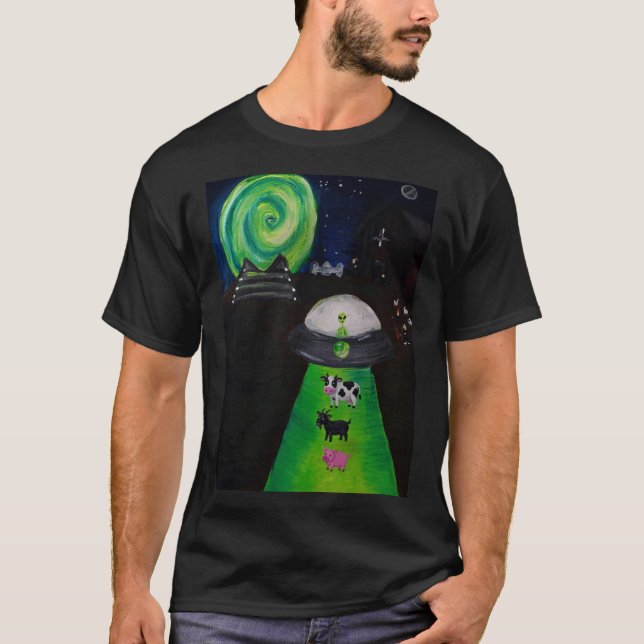 UFO-bortförande-målning design T Shirt (Framsida)
