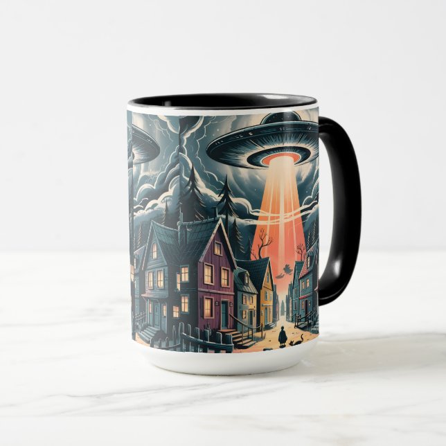 UFO-bortförande natt gatubild Mugg (Framsida höger)