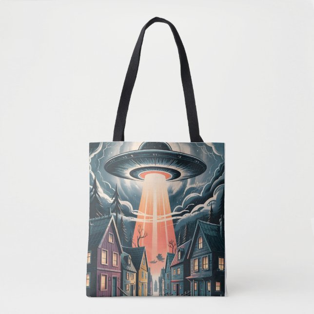 UFO-bortförande nattgata illustration Tygkasse (Framsida)