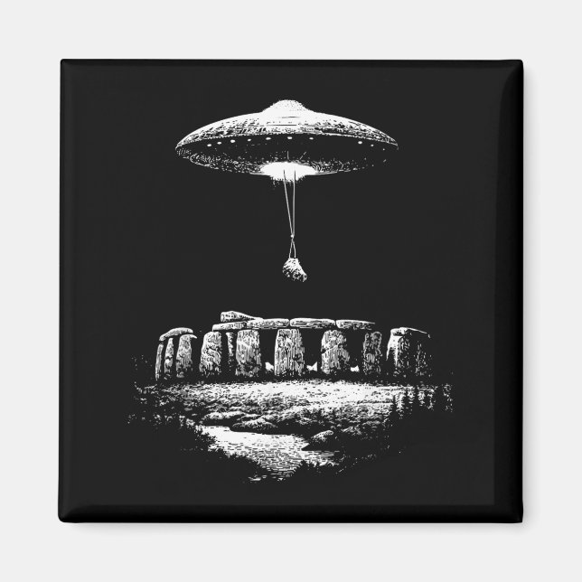 Ufo bygger Stonehenge Alien teori Sci Fi Rollig Magnet (Framsidan)