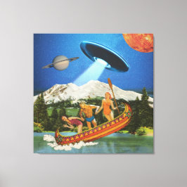 UFO Canoe Resa bergen Surreal Collage Canvastryck