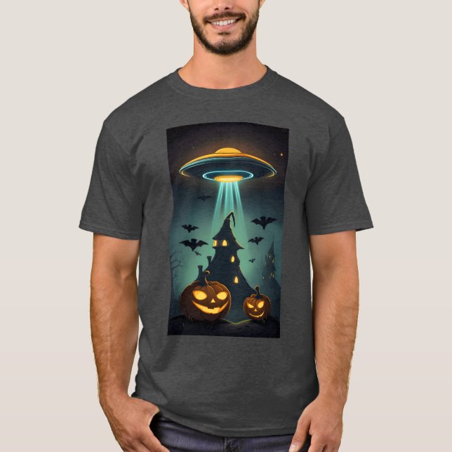 UFO Castle Halloween vintage T Shirt (Framsida)