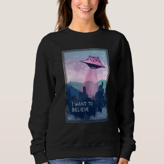 Ufo Cat Abduction LUNT Alien Cat jag vill ha Belie T Shirt