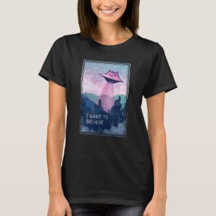 Ufo Cat Abduction LUNT Alien Cat jag vill ha Belie T Shirt