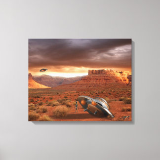 UFO Crash in Desert med Alien Fatality Canvas