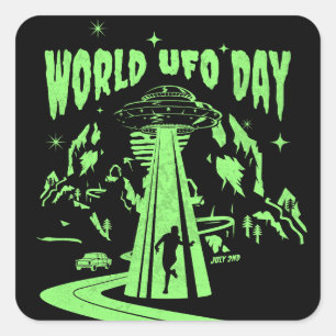 UFO-dagen, flygsås Fyrkantigt Klistermärke