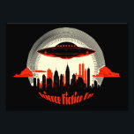 UFO-dagen i Science fiction Fototryck<br><div class="desc">Den andra januari är nationaldagen i Science fiction. Berätta för alla med denna UFO om en stad i tro färg och stil.</div>