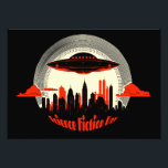 UFO-dagen i Science fiction Fototryck<br><div class="desc">Den andra januari är nationaldagen i Science fiction. Berätta för alla med denna UFO om en stad i tro färg och stil.</div>