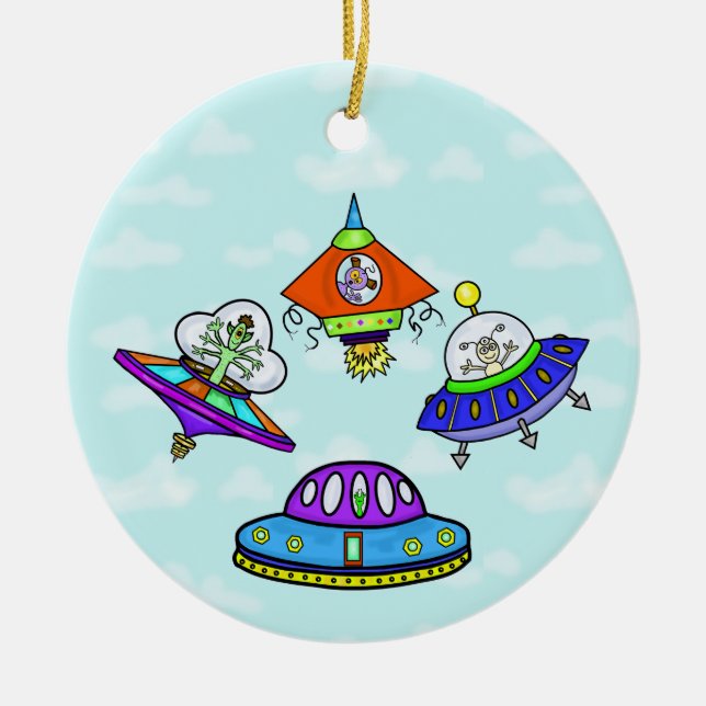 UFO-dagsnamn Julgransprydnad Keramik (Framsidan)