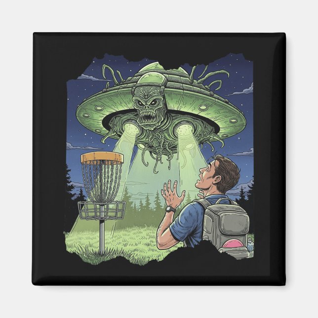 Ufo Disc Golf - Utomjordiskt Rymdskepp Svävar Över Magnet (Framsidan)